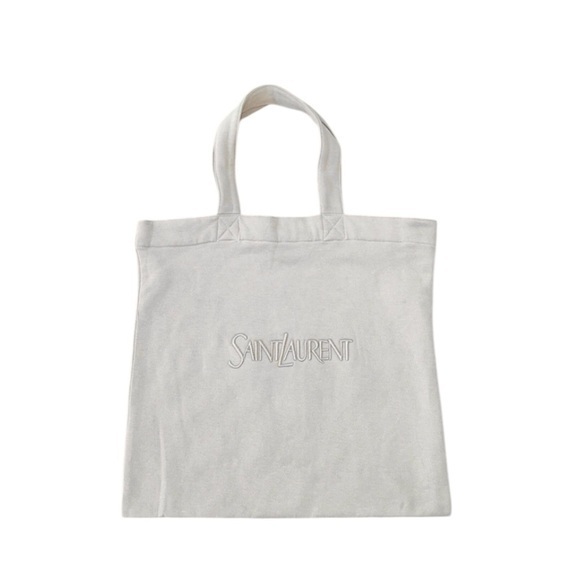 Yves Saint Laurent YSL 100% Cotton‎ Fleece Logo Shoulder Tote Bag - Picture 2 of 9